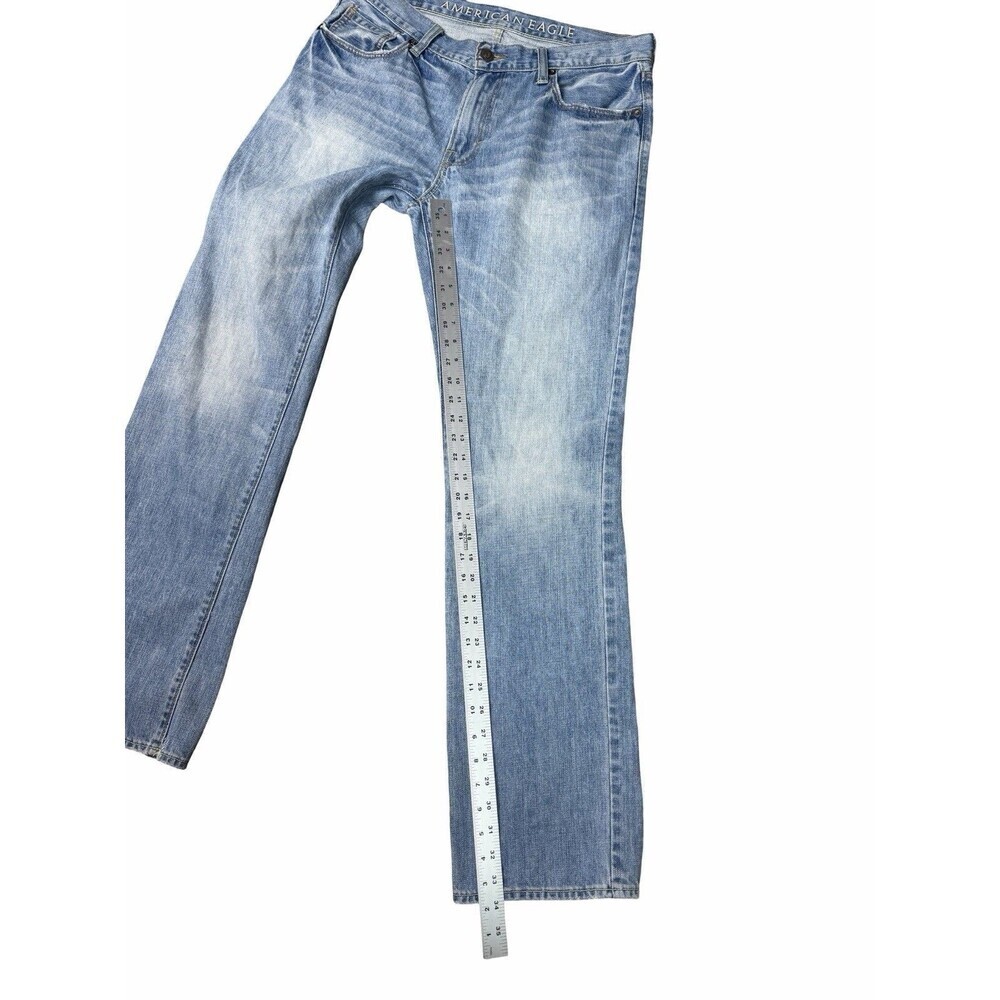 American Eagle Jeans Men's 33x34 (35x34) Original Straight Light Wash Y2K 2011 - Picture 9 of 13